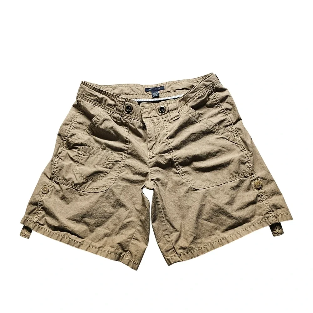 Tommy Hilfiger Cargo Shorts Womens 2 Tan Khaki Cotton Utility Casual HMN-REG